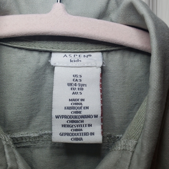 Aspen Kids Zip Up Khaki Green Utility Vest Sz 5 - Picture 6 of 7